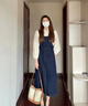 unisunny孕婦背帶裙2025新款時尚潮媽孕婦裙春秋款牛仔裙小個子孕婦裝 藍色 M 曬單實拍圖