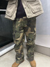 NEIGBORL美式復古水洗迷彩貼布工裝褲破洞寬松長(cháng)褲直筒男士高端休閑褲子 迷彩 L 曬單實(shí)拍圖