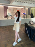 ELAND【長(cháng)絨棉】衣戀半身裙女內襯連腰設計百褶短裙2025夏季新款 卡其色(35)Beige S 曬單實(shí)拍圖