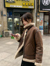 GARNUO皮毛一體外套女羊羔毛2025新款冬季鹿麂皮絨機(jī)車服加厚羊羔絨夾克 棕色 M 【101-115斤】 曬單實(shí)拍圖
