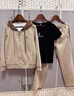 皮爾卡丹（pierre cardin）運動(dòng)套裝女春秋2025新款品牌休閑外套連帽時(shí)尚氣質(zhì)跑步服三件套潮 白色/姜黃（三件套）高品質(zhì) L【適合102斤以下】 曬單實(shí)拍圖