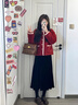 Jret紅色小香風(fēng)外套女春秋季2025新款小個(gè)子加厚高級感短款上衣 紅色外套 L 曬單實(shí)拍圖