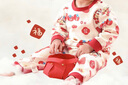 棉棉柔寶寶新年衣服兒童秋衣秋褲套裝過(guò)年喜慶嬰兒年服紅色男童女童內(nèi)衣 柿柿如意 120cm 曬單實(shí)拍圖