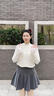 lagogo法式甜美鏤空提花蕾絲衫拉谷谷2025春新款半高領(lǐng)仙氣打底衫 米白色 M 曬單實(shí)拍圖