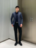 沙馳（SATCHI）男裝男士套裝西服上衣羊毛商務(wù)精英職場(chǎng)婚禮帥氣易打理西裝男 牛仔藍戧駁領(lǐng)上裝 52 A/180/配套褲子請聯(lián)系客服 曬單實(shí)拍圖