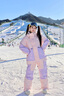 酷峰新款韓版滑雪服男女加厚保暖防水單雙板裝備分體滑雪衣褲情侶雪衣 粉紫心套裝  XS 曬單實(shí)拍圖