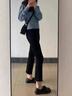 FSHE八九分小個子黑色加絨高腰微喇叭牛仔褲女裝潮流百搭冬季新款顯瘦 九分-黑色[高品質(zhì)]款 加絨 28 碼[100-109斤] 曬單實拍圖
