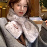 蘇木佰（SOMUBAY）高級感水貂毛毛圍巾女冬季韓版百搭交叉毛領(lǐng)子加厚保暖毛絨圍脖潮 米白色 曬單實(shí)拍圖
