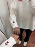 燦圖 burnin小火苗刺繡長(zhǎng)袖t恤女春秋美式衛(wèi)衣高街潮牌情侶內(nèi)搭打底衫 白色 L 【建議100-120斤】 曬單實(shí)拍圖