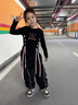 魅樂凱女童爵士舞演出服潮服女團(tuán)T臺(tái)走秀套裝舞蹈練功服兒童街舞服裝潮 蝴蝶黑衣+黑色長褲 120 建議身高110厘米左右 曬單實(shí)拍圖