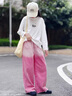 兜兜王國女童褲子2025新款春秋季漸變色寬松闊腿牛仔褲童裝女孩中大童潮版 粉色 120 曬單實(shí)拍圖