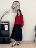 香影葡萄釘珠紅色毛衣女寬松慵懶風(fēng)2025秋裝新款本命年針織衫上衣 紅色 S 曬單實(shí)拍圖