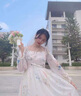 艾柔丹長袖連衣裙女春夏季新款女裝仙女超仙森系溫柔風(fēng)茶歇法式初戀裙子 圖片色 S 曬單實(shí)拍圖