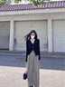雪妃藍(lán)琪（XUEFEILANQI）休閑褲子女裝2025春季新款減齡奶乖茶系穿搭鹽系感闊腿褲兩件套裝 上衣+褲子【套裝】 M 【90-100斤】 曬單實(shí)拍圖