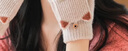 Charm Kendo手套女冬天保暖加厚防寒防風(fēng)騎行學(xué)生寫(xiě)字針織翻蓋半指手套 卡其色 曬單實(shí)拍圖