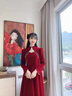TAOROUSI連衣裙女春秋季新款女裝新中式改良旗袍敬酒服新娘訂婚禮服裙子 紅色 L 大 曬單實(shí)拍圖