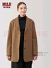 MUJI女式 羊毛混 夾克大衣 毛呢外套女款冬季西服西裝 女裝BD0Z5A4A 深咖啡色 S (155/80A) 曬單實(shí)拍圖