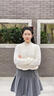 lagogo法式甜美鏤空提花蕾絲衫拉谷谷2025春新款半高領(lǐng)仙氣打底衫 米白色 M 曬單實(shí)拍圖