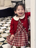 G.DUCKKIDS小黃鴨童裝女童套裝春秋2025新款洋氣兒童衣服女孩公主裙春季兩件 紅色貓咪毛衣 90 建議1~2歲【 80-90cm】cm 曬單實拍圖