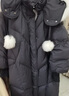 艾萊依甜美毛球羽絨服女質(zhì)感狐貍毛領(lǐng)長(cháng)款連帽保暖鴨絨外套 炭黑S 曬單實(shí)拍圖