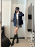 ELAND衣戀西裝女可拆卸學(xué)院徽章寬松含羊毛通勤西服2025秋季新款 藏青色(59)Navy M 165 曬單實(shí)拍圖