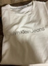 Calvin Klein Jeans夏季女士通勤經(jīng)典ck字母印花舒適微彈圓領(lǐng)短袖T恤J213892 YAF-月光白 L 曬單實拍圖