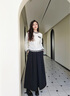 茶·愫【千金小香風(fēng)】puretea茶愫黑白撞色針織毛衣女綿羊毛2025春新款 暮白 S 曬單實(shí)拍圖