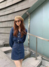 減齡氣質(zhì)法式復(fù)古牛仔連衣裙女秋冬大碼胖妹妹mm收腰顯瘦背帶短裙 藍(lán)色長(zhǎng)袖牛仔連衣短裙一整套 S 曬單實(shí)拍圖
