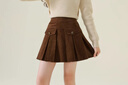 小豬彼特女童燈芯絨短裙冬季2025新款兒童美拉德半身裙秋冬裝大童百褶裙子 4526咖色【燈芯絨】 120 cm 曬單實(shí)拍圖