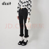 DZZIT【爆款補單】地素牛仔打底褲春秋甜酷少女水洗黑可拆卸羽毛飾邊 黑色（批次二） S 曬單實拍圖