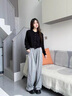 衣然呈品波點(diǎn)糯米休閑褲女春秋2026新款小個(gè)子慵懶風(fēng)寬松bf直筒闊腿褲子女 淺灰色 M 【建議90-100斤】 曬單實(shí)拍圖