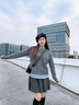 玖姿·安娜蔻MIU系學(xué)院風(fēng)100%澳毛假兩件針織衫女2025春季新款 灰色 M 曬單實拍圖