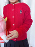 Teenie Weenie Kids小熊童裝25年新款女童親子純棉絞花開(kāi)衫毛衣 紅色 120 cm 曬單實(shí)拍圖