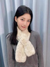 雅格羅伊高檔獺兔毛真皮草圍巾女秋冬冬季保暖獺兔雙面編織圍脖真毛 米杏 曬單實(shí)拍圖