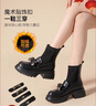 ZHR樂(lè )福襪靴女2025冬新款短靴子女學(xué)院風(fēng)加絨小個(gè)子女靴EH06AHL黑35 曬單實(shí)拍圖