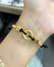 中國黃金（CHINA GOLD）黃金手鏈男女款足金平安扣信念轉運珠手繩節日生日禮物女友愛(ài)人 平安扣手繩【黑繩】約0.9g 曬單實(shí)拍圖