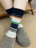 JIOESC冬季襪子女費爾島風(fēng)中筒襪百搭時(shí)尚堆堆穿上腳保暖舒適2024新款 藏青 1雙 均碼 曬單實(shí)拍圖