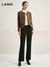 藍(lán)地（LANDI）圓領(lǐng)復(fù)古高級(jí)感羊毛小香風(fēng)外套女短款上衣秋冬新品 焦糖色 L 曬單實(shí)拍圖