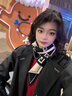 動(dòng)蕩橙千鳥(niǎo)格小圍巾女秋冬季新款假領(lǐng)子圍脖保暖百搭三角巾媽媽護頸脖套 小熊卡其米 曬單實(shí)拍圖