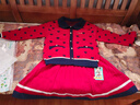 迪士尼女童套裝兒童裙子紅色拜年服毛衣秋冬裝厚大童新年裝4CT003 150 曬單實(shí)拍圖