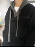 棉服男外套冬季連帽假兩件加厚保暖棉衣男款冬裝棉襖子 黑色【加厚保暖】 XL 曬單實(shí)拍圖