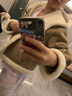 百圖betu女裝冬季新款短外套皮毛一體仿羊羔絨保暖外套女2411T65 卡其色 XS 曬單實(shí)拍圖
