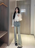 DALEY MODE淺色微喇叭牛仔褲女秋冬2025年新款韓版高腰潮流百搭顯瘦喇叭褲子 淺藍(lán)色 高+現(xiàn)貨 L 曬單實(shí)拍圖