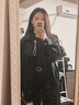 CHIC VEN2025秋季新款重工復(fù)古立領(lǐng)機車皮衣外套女PU夾克上衣女裝chicven 經(jīng)典黑 M 曬單實拍圖
