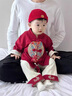 G.DUCKKIDS小黃鴨周歲禮服男寶寶秋季抓周國風(fēng)嬰兒衣服分體拜年漢服套裝滿月 酒紅色套裝+地主帽 春秋單層 73 cm 建議64-70cm，14-18斤 曬單實拍圖