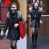 皮爾卡丹（pierre cardin）時(shí)尚洋氣短外套女2025秋冬新款加絨加厚PU皮皮衣小個(gè)子穿搭一整套 加絨 黑色皮衣+短裙【套裝-帶毛 XL-【體重111-120斤】 曬單實(shí)拍圖