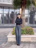 恰凡（QIAFAN）直筒水泥灰牛仔褲女2025春秋季時尚新款寬松高腰顯瘦闊腿拖地褲子 水泥灰長褲 【送腰帶】 26 /S 【85-95斤】 曬單實拍圖