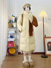 FOX.G羽絨棉服女冬季外套中長(cháng)款連帽棉衣棉襖高端衣服女裝加厚韓版冬裝 拉鏈長(cháng)款連帽加厚棉服黃色 M 【建議105-120斤】 曬單實(shí)拍圖