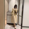 俞兆林配大衣的毛衣裙女秋冬中長(cháng)款過(guò)膝針織連衣裙修身內搭長(cháng)袖打底裙子 杏色 M 101-110斤內穿 曬單實(shí)拍圖