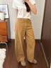 Teenie Weenie小熊牛仔褲女2025年春夏新款簡約時尚休閑高腰香蕉褲長褲 淺卡其色 M 曬單實拍圖